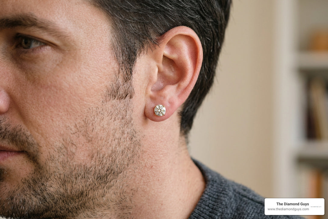 Golden Standards for Men's Solitaire Diamond Earrings