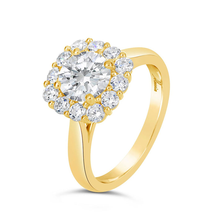 Modern Diamond Halo Engagement Ring - The Diamond Guys