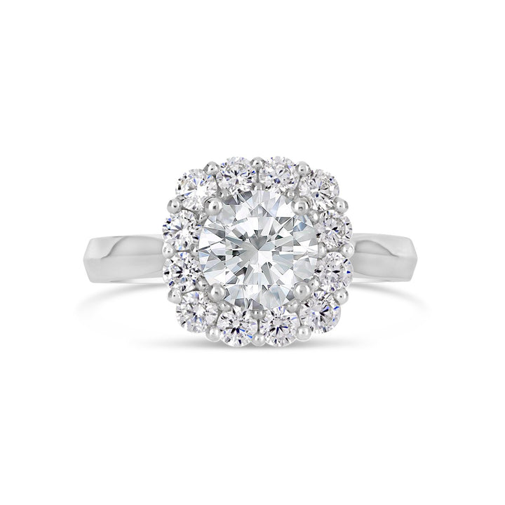 Modern Diamond Halo Engagement Ring - The Diamond Guys