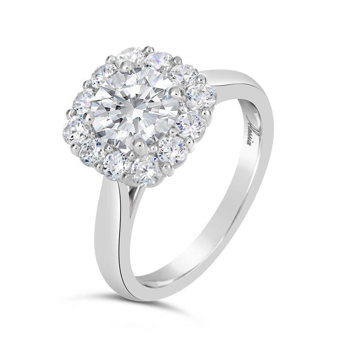 Modern Diamond Halo Engagement Ring - The Diamond Guys