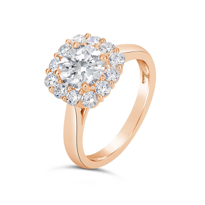 Modern Diamond Halo Engagement Ring - The Diamond Guys