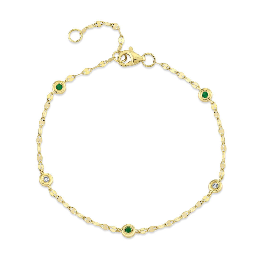 Alternating Emerald & Diamonds By The Yard Sparkle Chain Bracelet