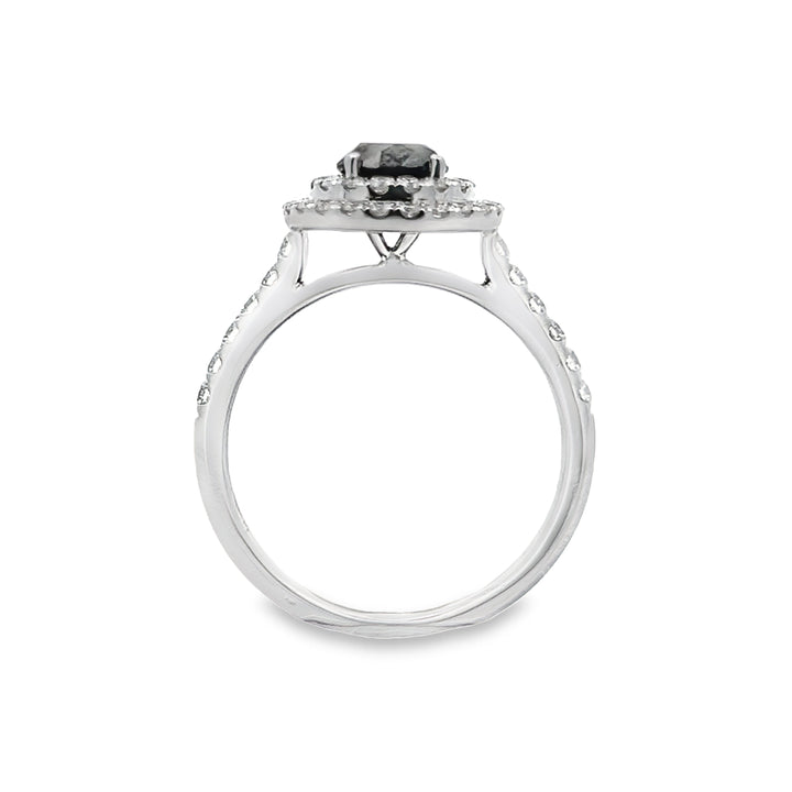 White Gold Double Halo & Black Diamond Ring - MR93446A - The Diamond Guys