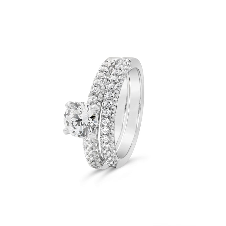 Pave Diamond Engagement Ring Wedding Set - YJC0132R-S - The Diamond Guys
