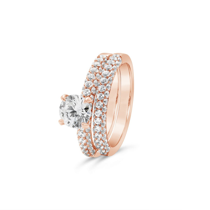 Pave Diamond Engagement Ring Wedding Set - YJC0132R-S - The Diamond Guys