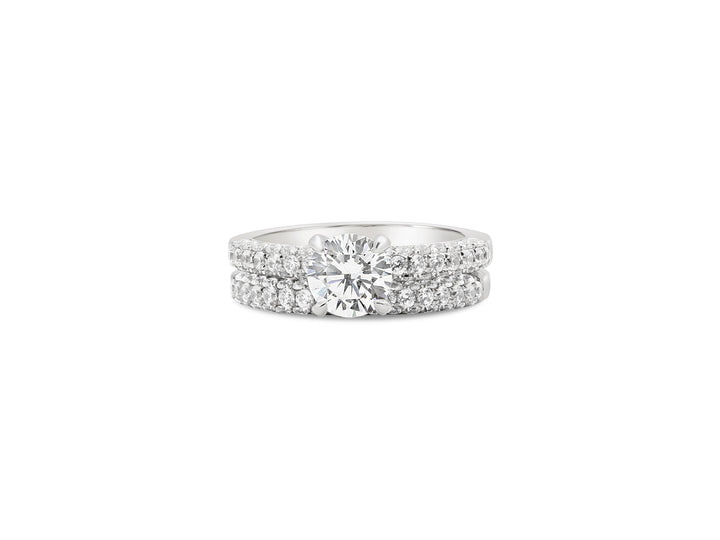 Pave Diamond Engagement Ring Wedding Set - YJC0132R-S - The Diamond Guys