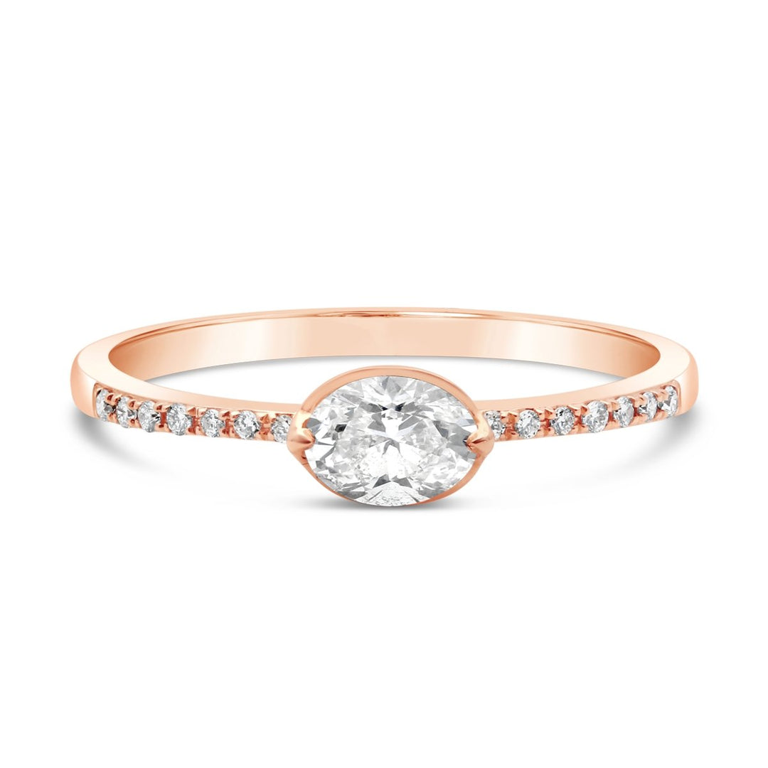 Rose Gold Oval Diamond Promise Ring