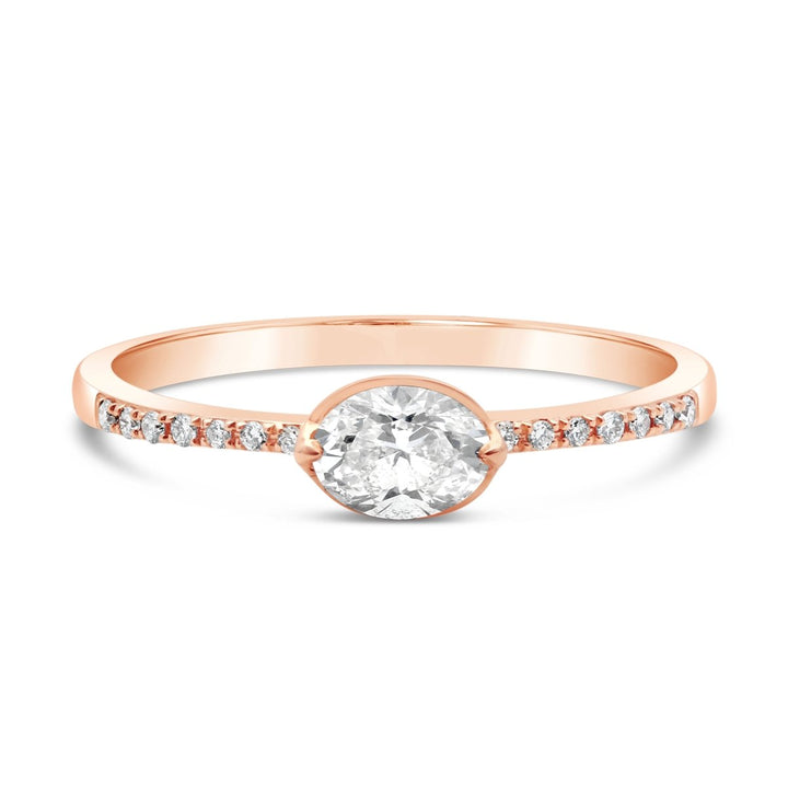 Rose Gold Oval Diamond Promise Ring