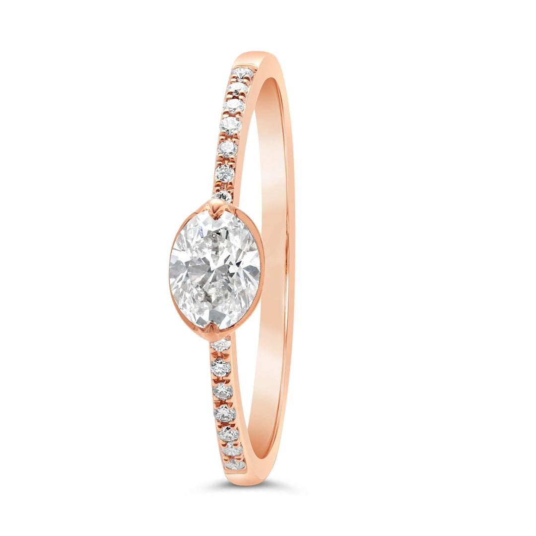 Rose Gold Oval Diamond Promise Ring