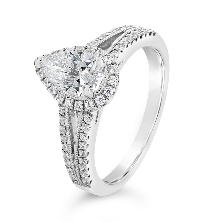 Vintage Inspired Diamond Halo Engagement Ring - The Diamond Guys