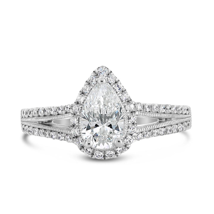 Vintage Inspired Diamond Halo Engagement Ring - The Diamond Guys