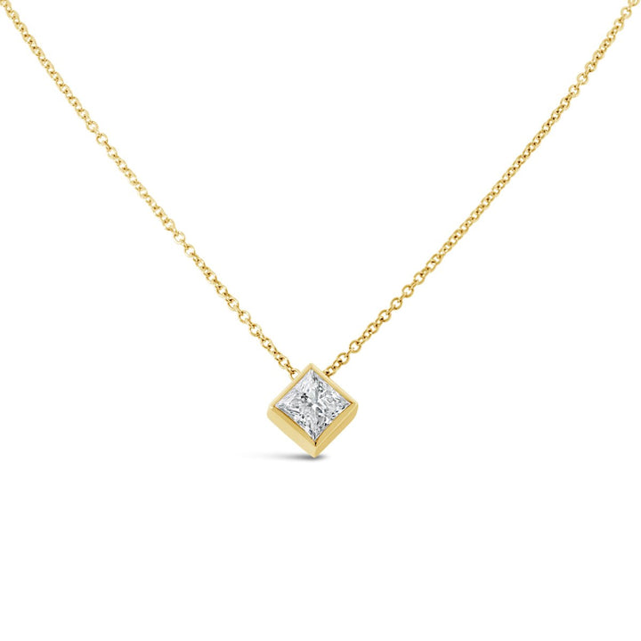 Kite Shape Bezel Set Diamond Solitaire Necklace