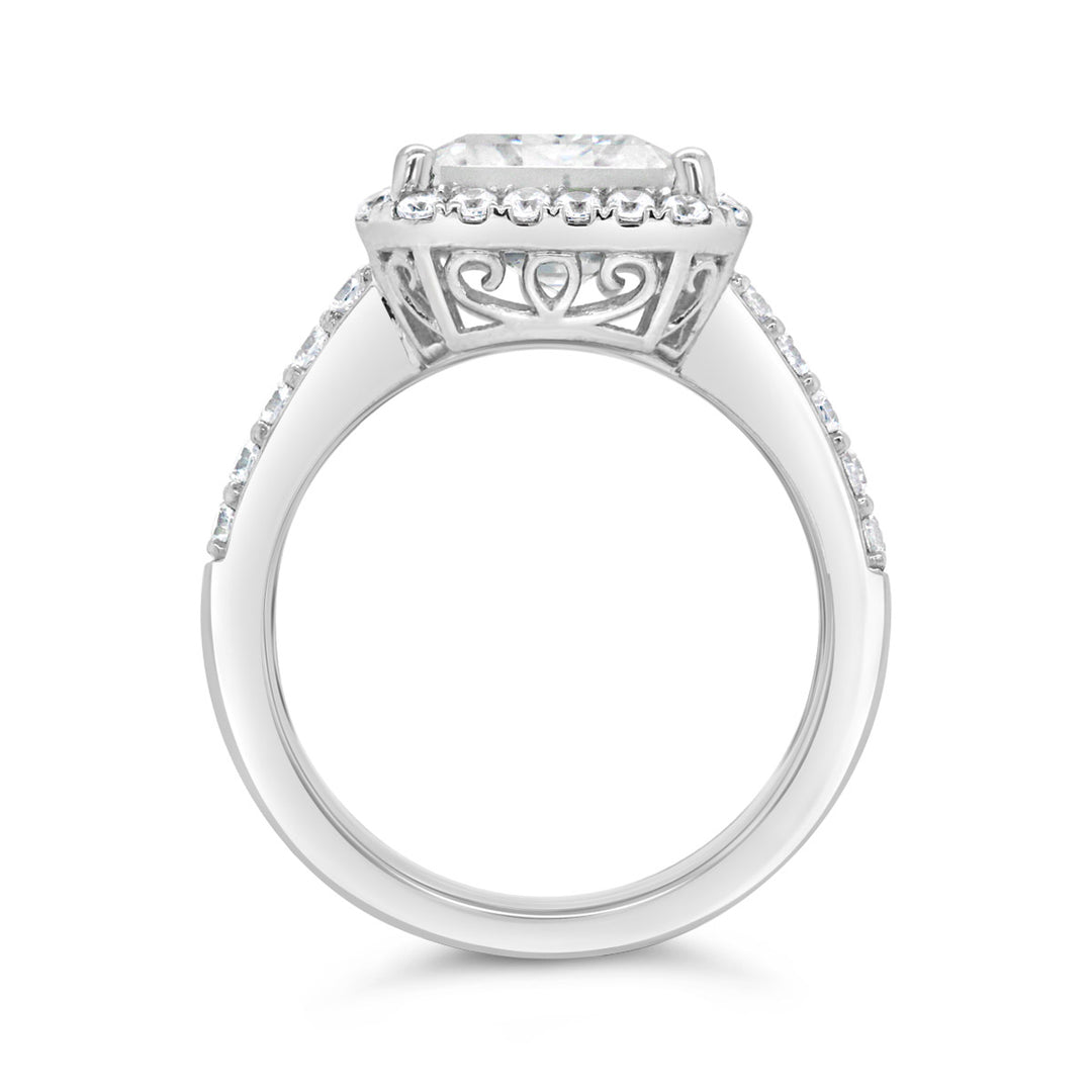Wide Band Halo Diamond Engagement Ring - YJC3539R
