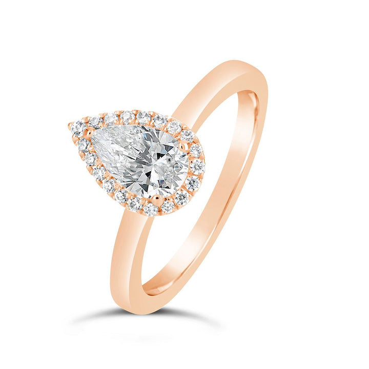 Pear Shape Diamond Halo Engagement Ring