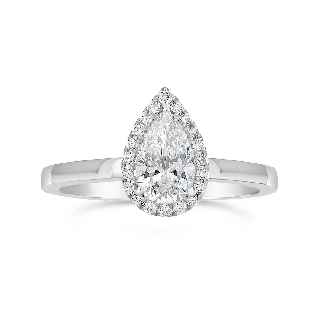 Pear Shape Diamond Halo Engagement Ring