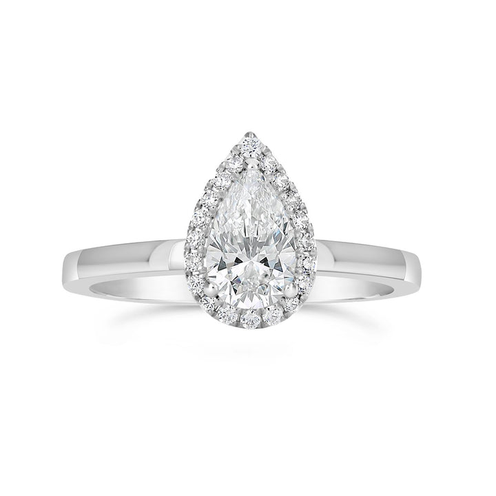 Pear Shape Diamond Halo Engagement Ring