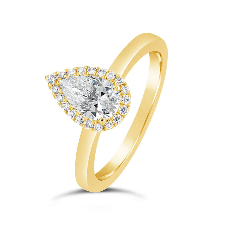 Pear Shape Diamond Halo Engagement Ring