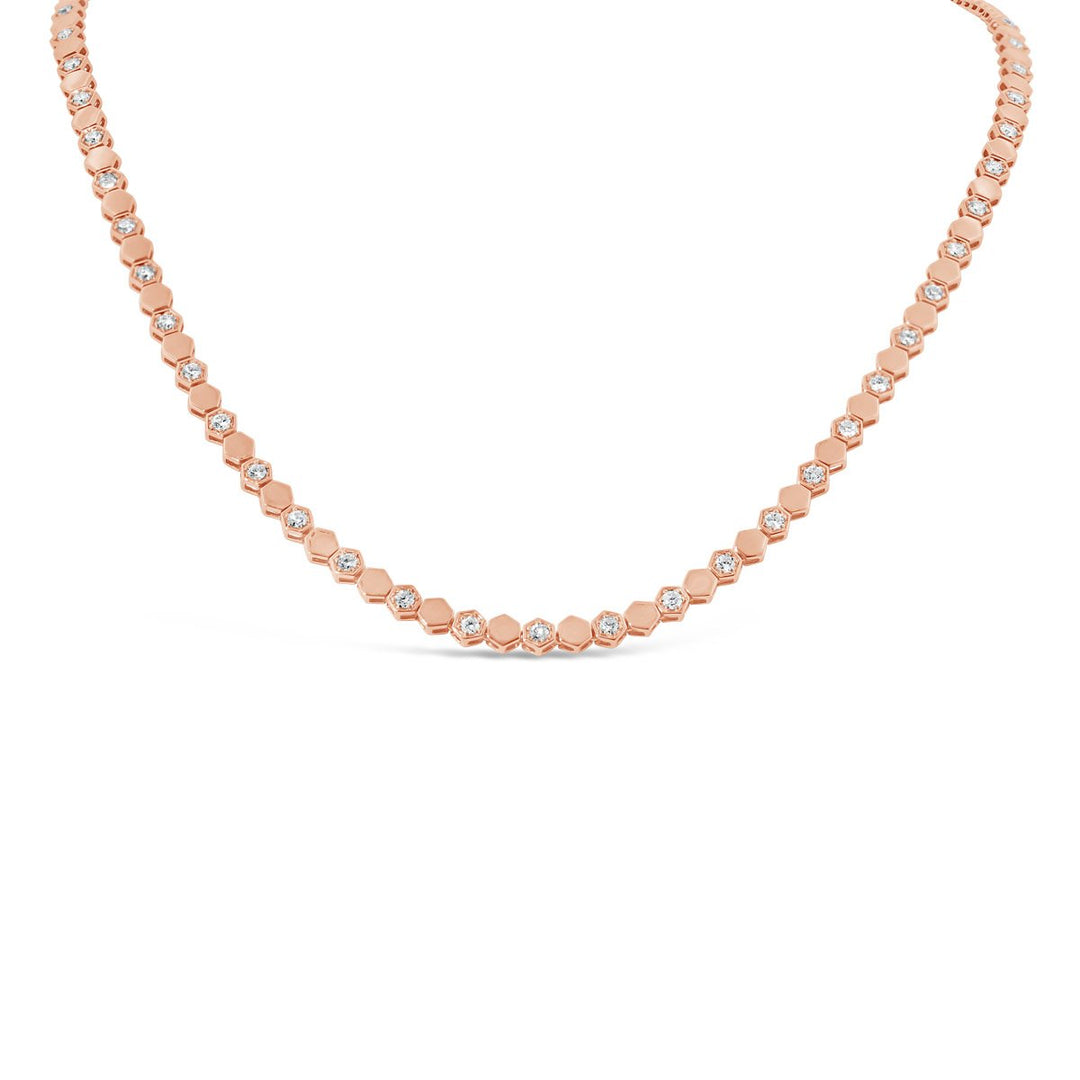 Alternating Diamond Honeycomb Necklace