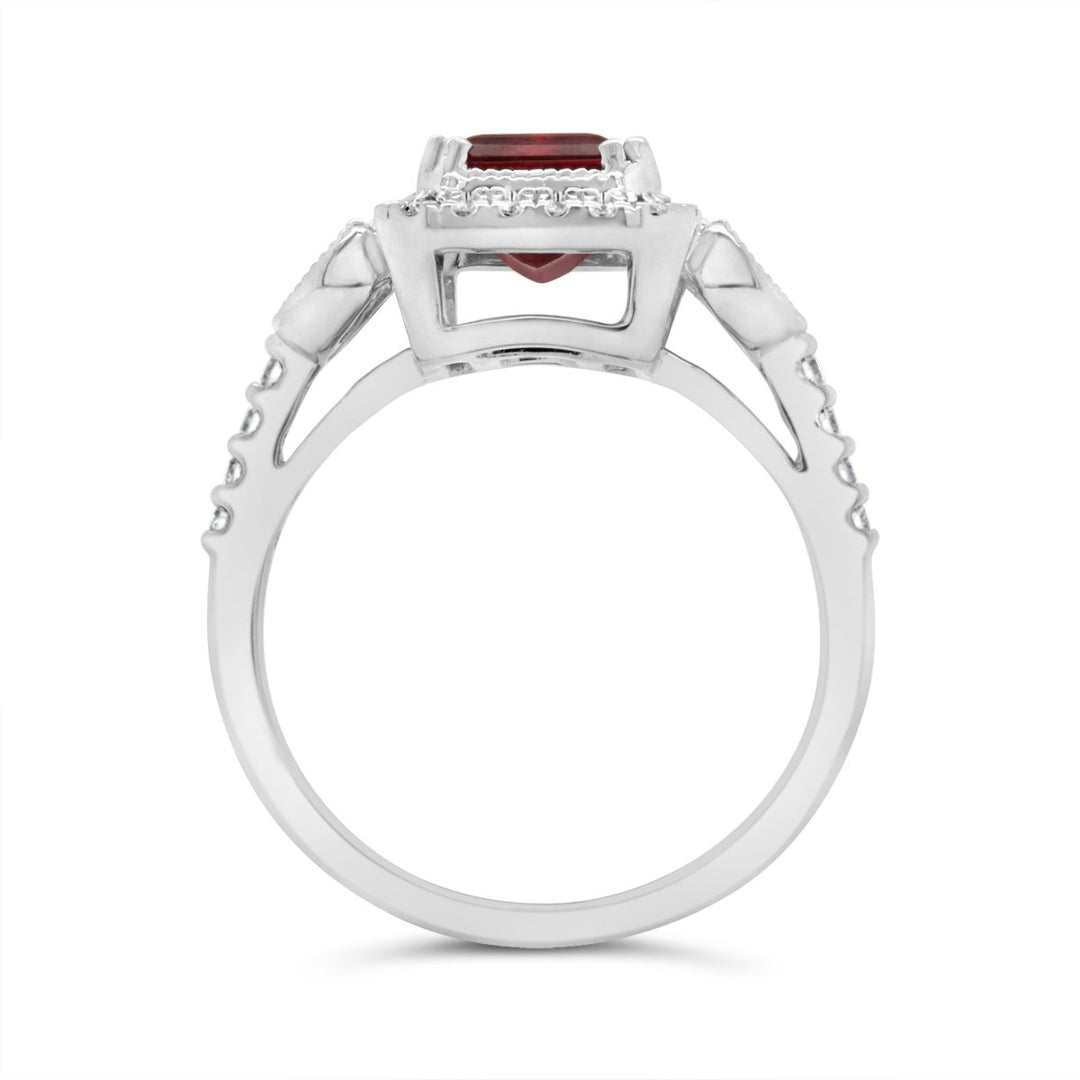 White Gold Diamond & Pink Tourmaline Dress Ring - 5850AS