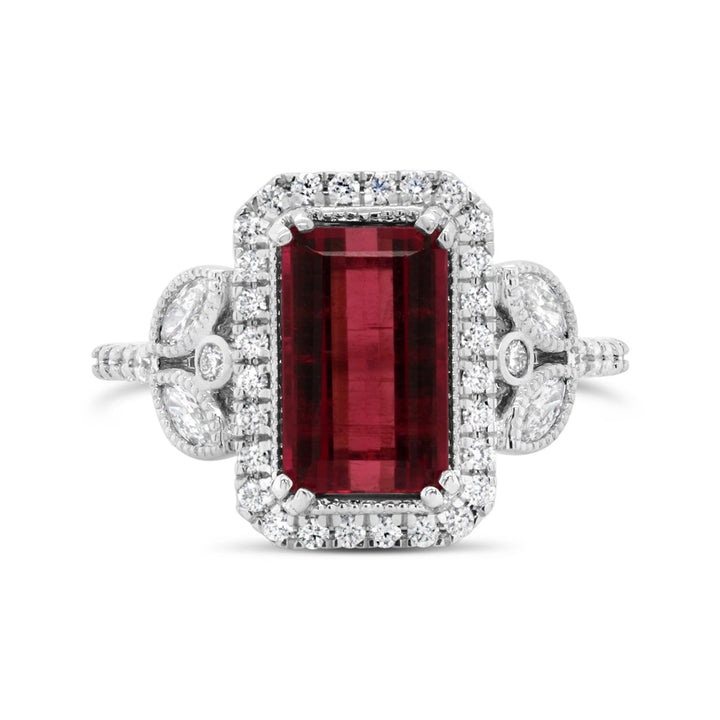 White Gold Diamond & Pink Tourmaline Dress Ring - 5850AS