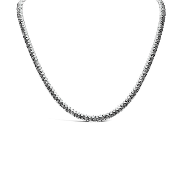 White Diamond & Black Diamond Line Necklace - NL42458W