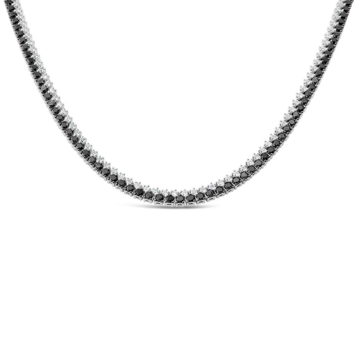 White Diamond & Black Diamond Line Necklace - NL42458W