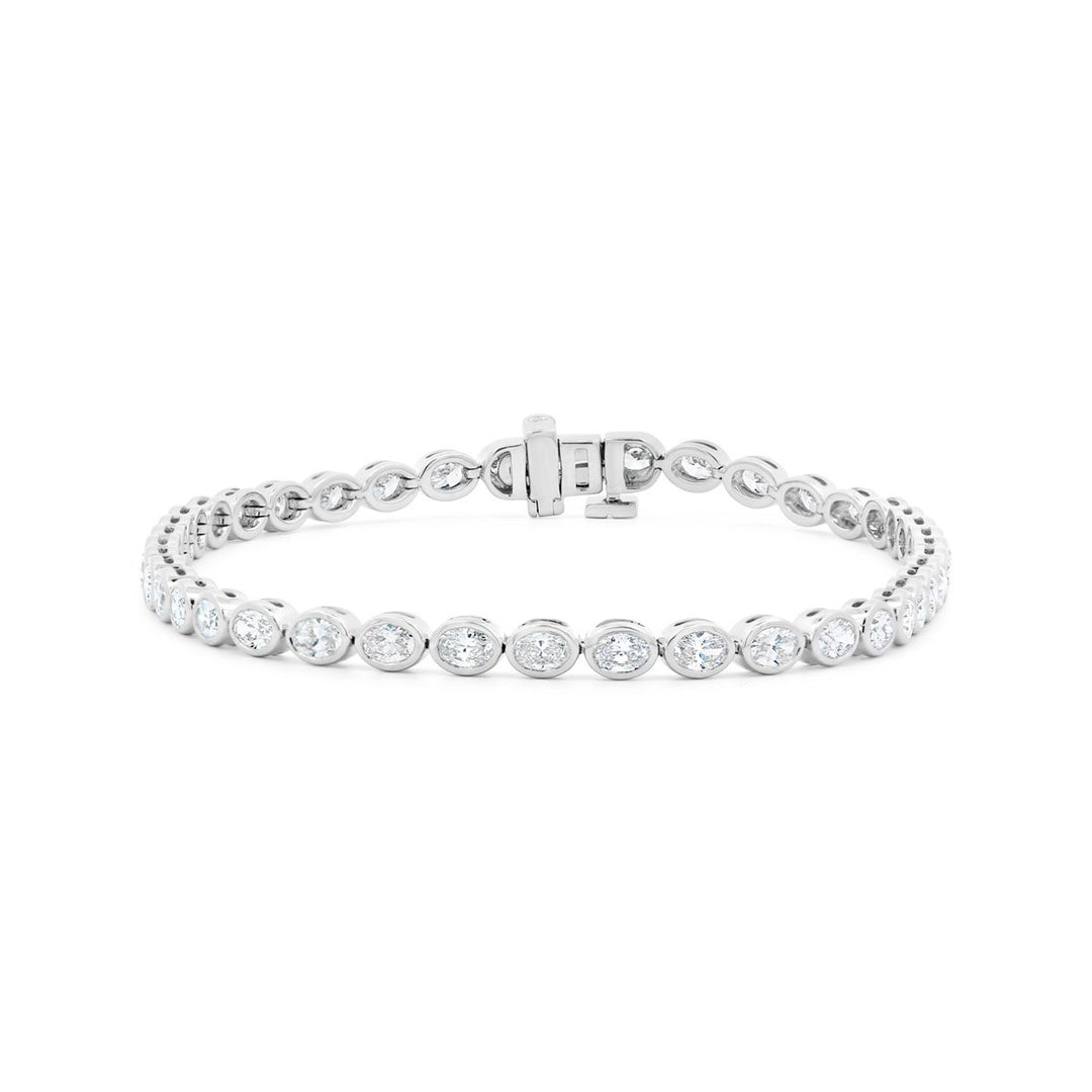 14K White Gold Bezel Set  East to West Lab Grown Diamond Bracelet - The Diamond Guys