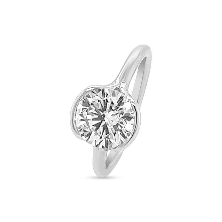 Half-Bezel Solitaire Diamond Engagement Ring - The Diamond Guys