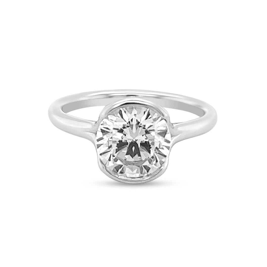 Half-Bezel Solitaire Diamond Engagement Ring - The Diamond Guys