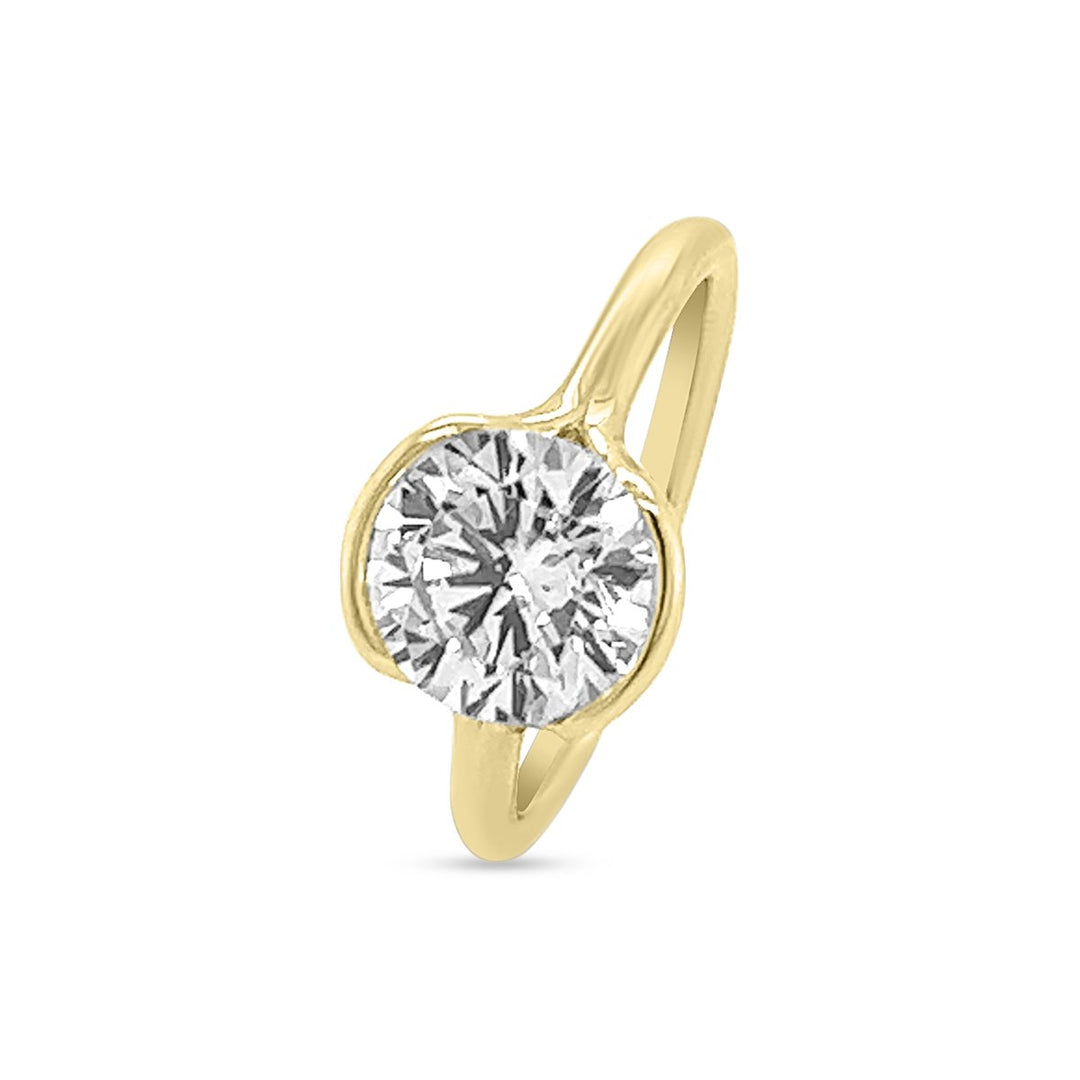 Half-Bezel Solitaire Diamond Engagement Ring - The Diamond Guys
