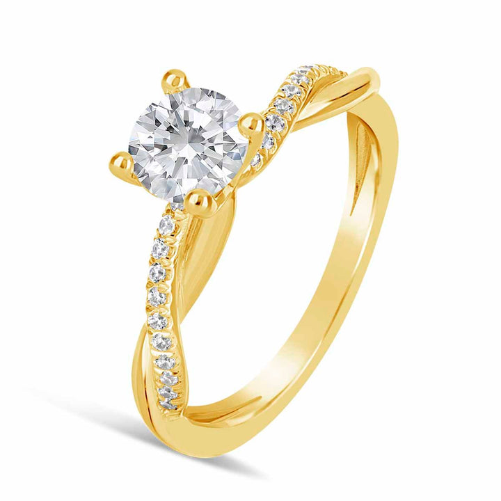 Cross Over Diamond Engagement Ring