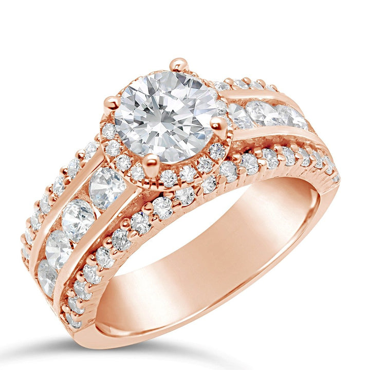 Diamond Halo Engagement Ring with Wide Band