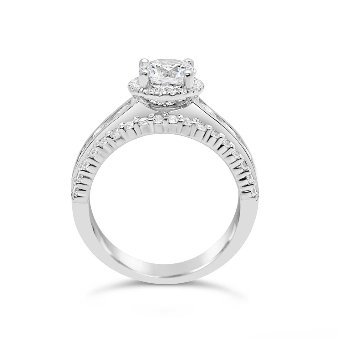 Diamond Halo Engagement Ring with Wide Band