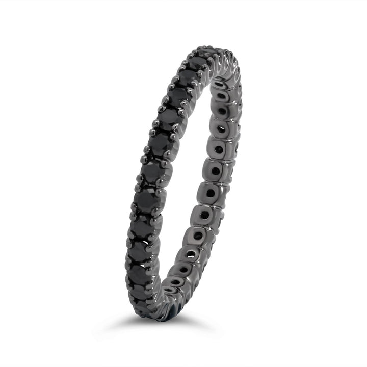 18K White Gold & Black Rhodium Black Diamond Eternity Band - AR0977