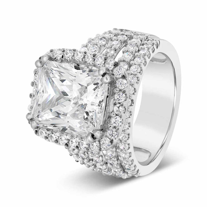 Wide Band Halo DIamond Engagement Ring - GSR10256