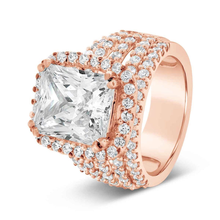 Wide Band Halo DIamond Engagement Ring - GSR10256