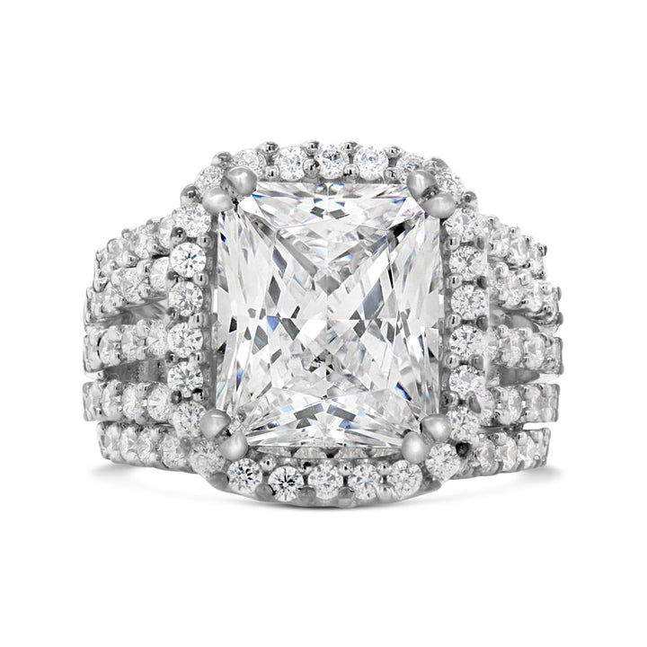 Wide Band Halo DIamond Engagement Ring - GSR10256