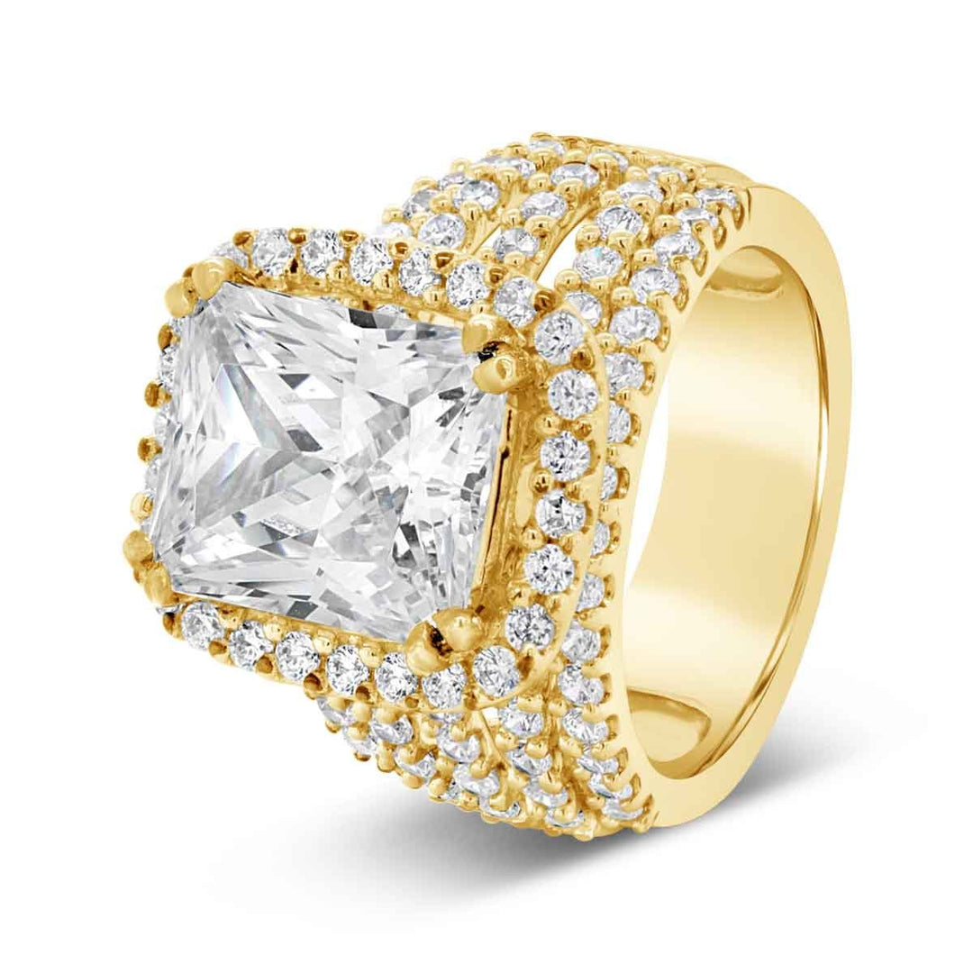 Wide Band Halo DIamond Engagement Ring - GSR10256