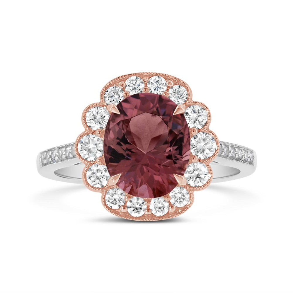 Pink Tourmaline & Diamond Halo Ring - The Diamond Guys