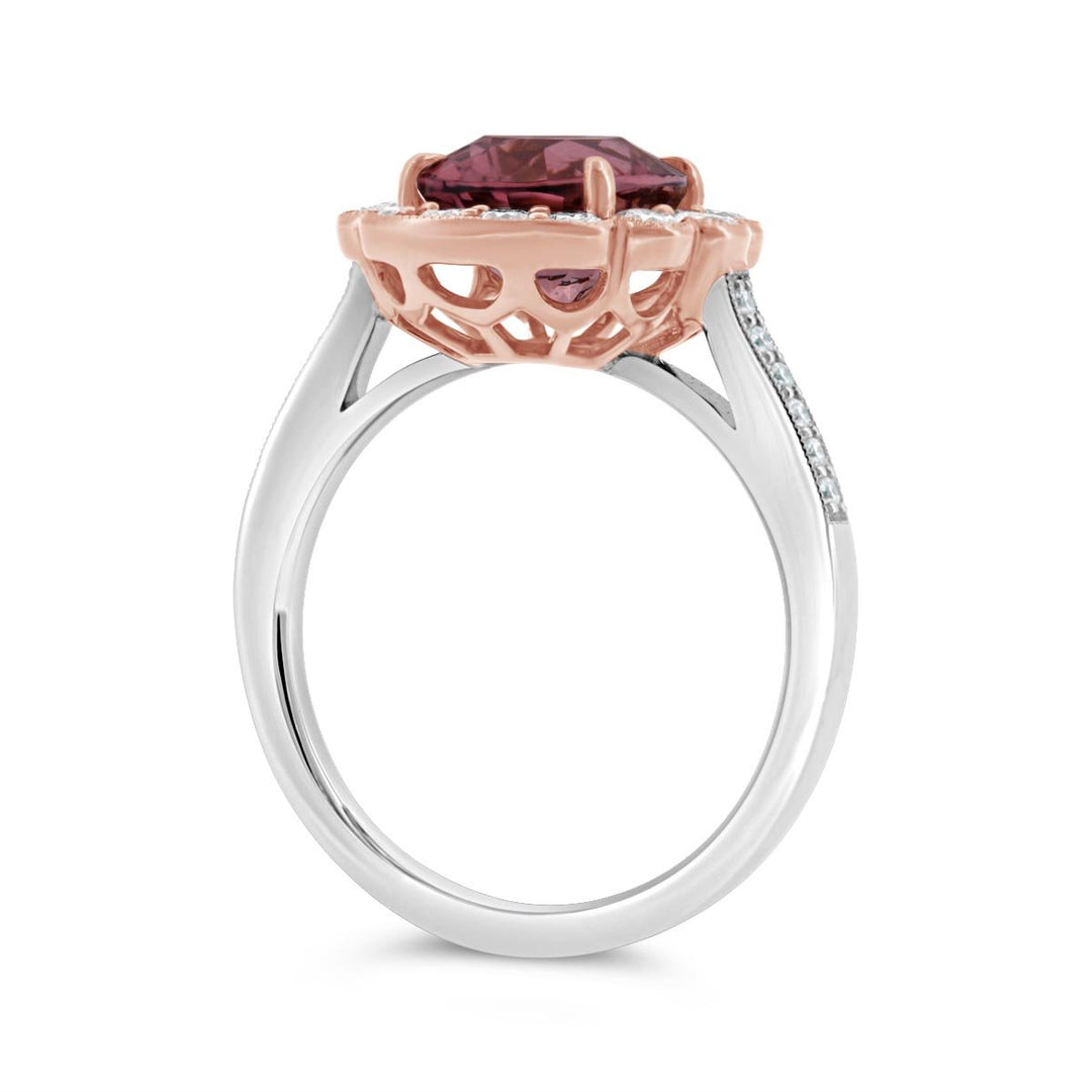 Pink Tourmaline & Diamond Halo Ring
