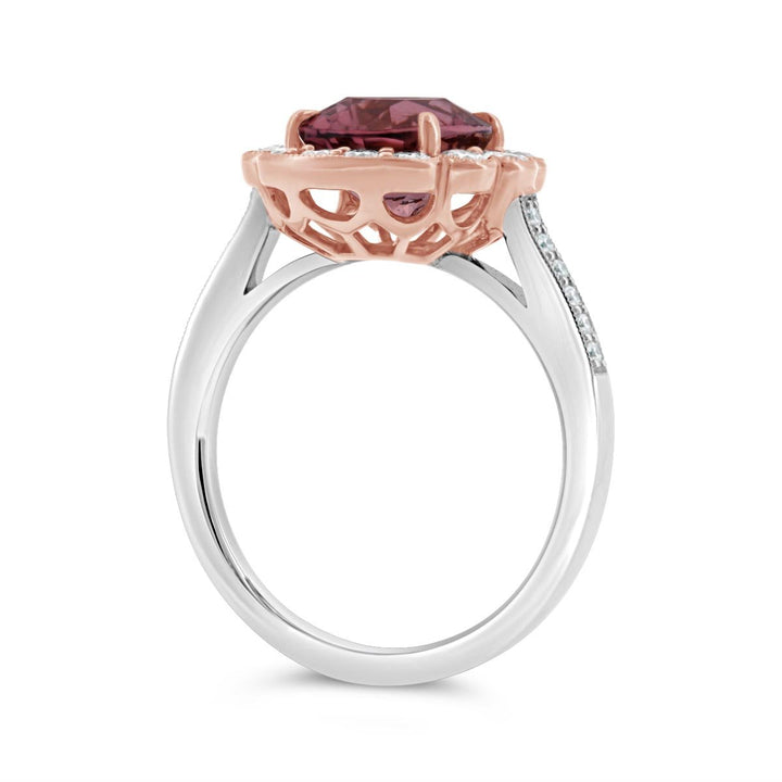 Pink Tourmaline & Diamond Halo Ring