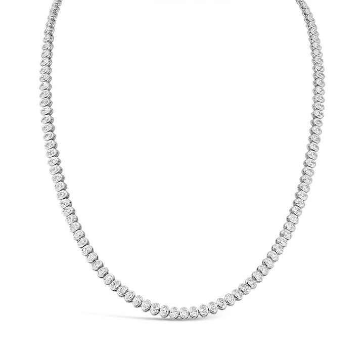 Bezel Set Lab Grown Diamond Tennis Necklace - (10.00 ct. total weight)
