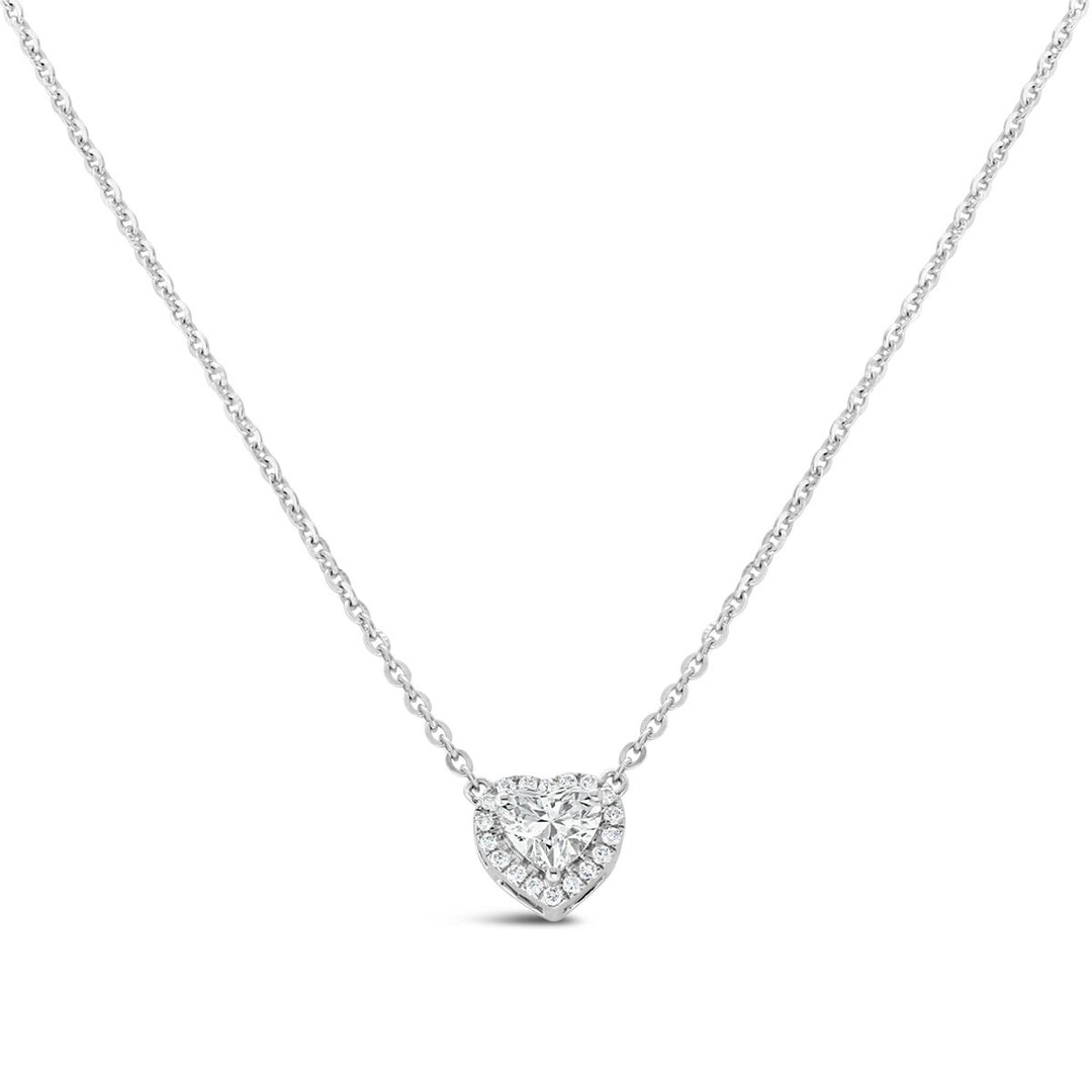 Lab Grown Diamond Halo Heart Necklace  - 63938NW - The Diamond Guys
