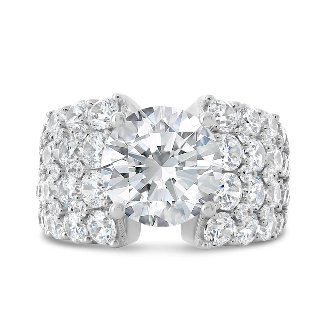 Four Row Wide Band Diamond Engagement Ring - YJA8740R