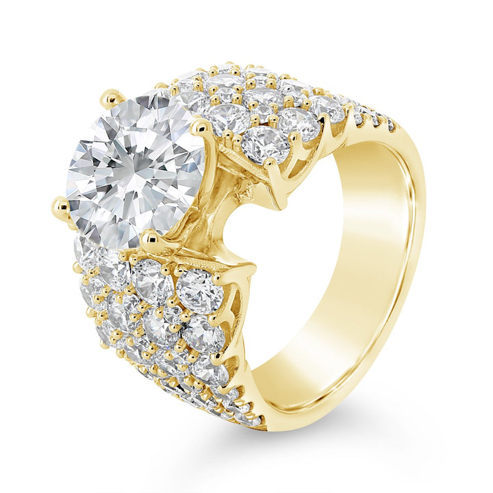 Four Row Wide Band Diamond Engagement Ring - YJA8740R