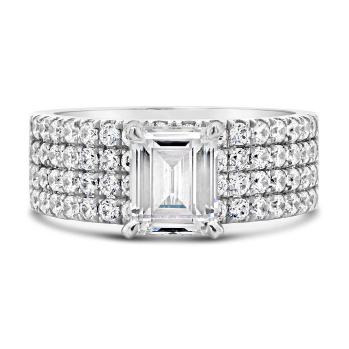 Wide Four Row Diamond Pave Band Engagement Ring - YJC3489R