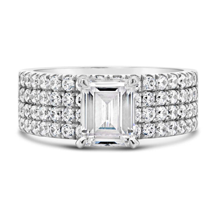 Wide Four Row Diamond Pave Band Engagement Ring - YJC3489R