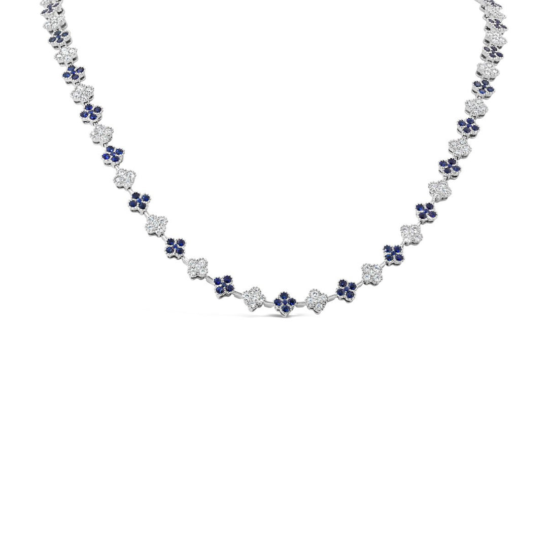 Diamond & Sapphire Clover Necklace