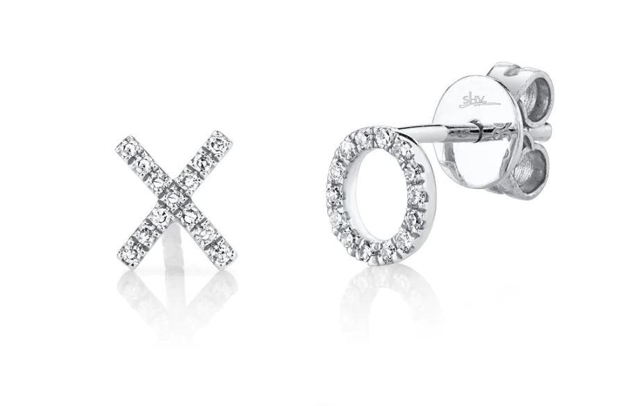Shy Creation Diamond "XO" Stud Earrings - The Diamond Guys