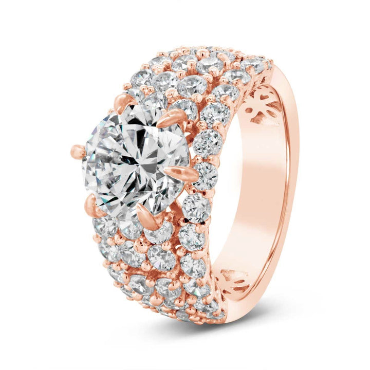 Wide Band Claw Prongs Diamond Engagement Ring - GSR10364